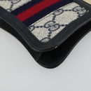 GUCCI GG Supreme Sherry Line Portemonnee PVC Goud Marineblauw Auth 179518A-15