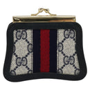 GUCCI GG Supreme Sherry Line Portemonnee PVC Goud Marineblauw Auth 179518A-2