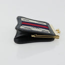 GUCCI GG Supreme Sherry Line Portemonnee PVC Goud Marineblauw Auth 179518A-3