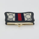 GUCCI GG Supreme Sherry Line Portemonnee PVC Goud Marineblauw Auth 179518A-5