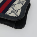 GUCCI GG Supreme Sherry Line Portemonnee PVC Goud Marineblauw Auth 179518A-7