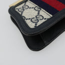 GUCCI GG Supreme Sherry Line Portemonnee PVC Goud Marineblauw Auth 179518A-14