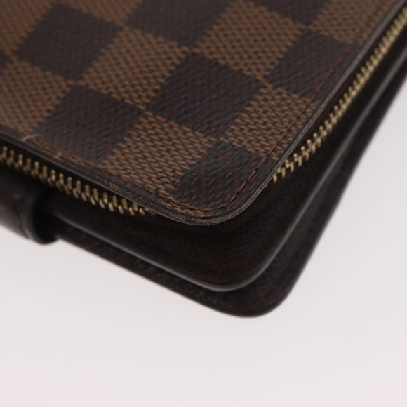 LOUIS VUITTON Damier Ebene Compact Zip Geldbörse N61668 LV Auth 179519