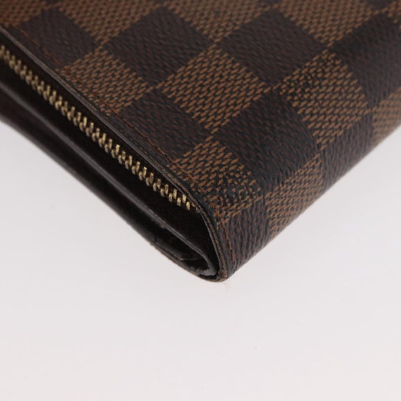 LOUIS VUITTON Damier Ebene Compact Zip Geldbörse N61668 LV Auth 179519