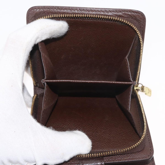 LOUIS VUITTON Damier Ebene Compact Zip Geldbörse N61668 LV Auth 179519
