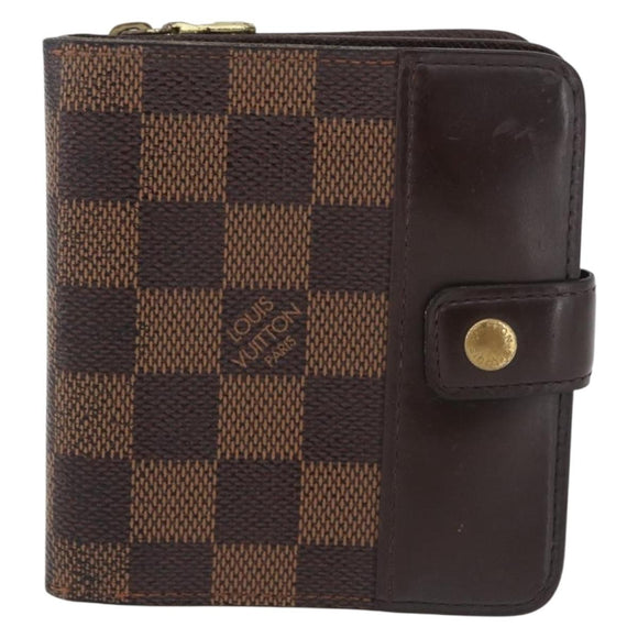 LOUIS VUITTON Damier Ebene Compact Zip Geldbörse N61668 LV Auth 179519