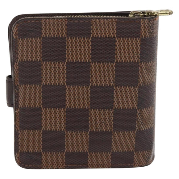 LOUIS VUITTON Damier Ebene Compact Zip Geldbörse N61668 LV Auth 179519