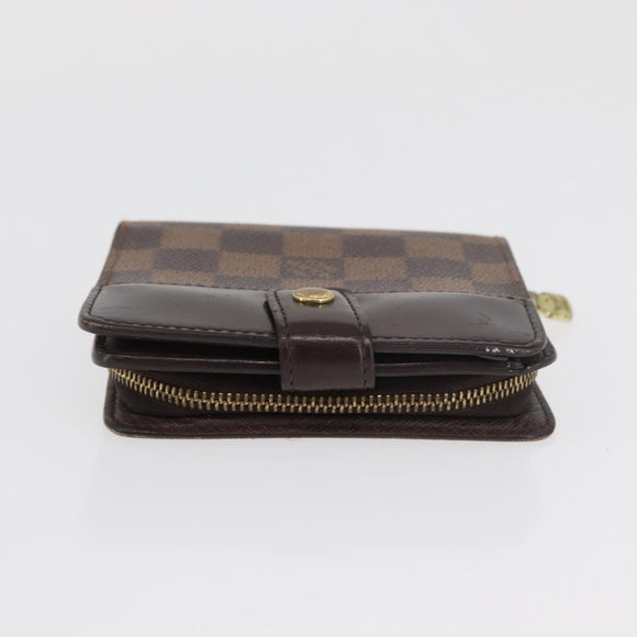 LOUIS VUITTON Damier Ebene Compact Zip Geldbörse N61668 LV Auth 179519
