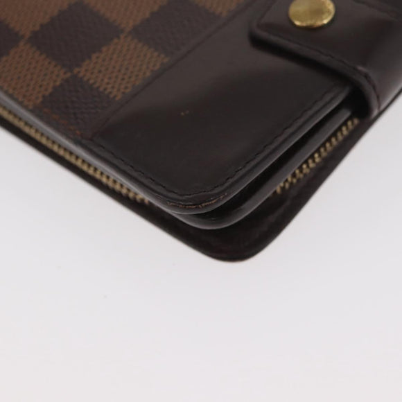 LOUIS VUITTON Damier Ebene Compact Zip Geldbörse N61668 LV Auth 179519