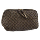 BOTTEGA VENETA INTRECCIATO Pouch Leder Braun Gold Auth 179520-1
