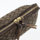 BOTTEGA VENETA INTRECCIATO Pouch Leder Braun Gold Auth 179520-12