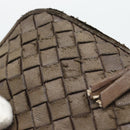 BOTTEGA VENETA INTRECCIATO Pouch Leder Braun Gold Auth 179520-13