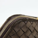 BOTTEGA VENETA INTRECCIATO Pouch Leder Braun Gold Auth 179520-14