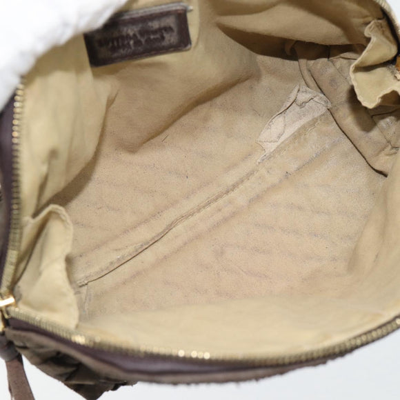 BOTTEGA VENETA INTRECCIATO Pouch Leder Braun Gold Auth 179520