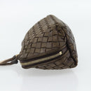 BOTTEGA VENETA INTRECCIATO Pouch Leder Braun Gold Auth 179520-4