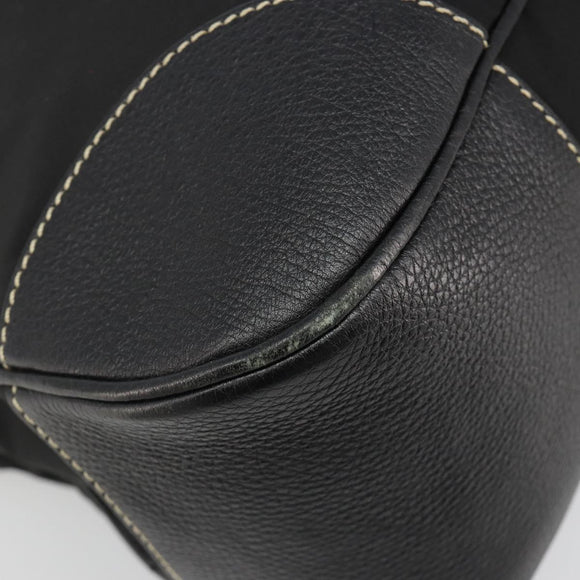 PRADA Shoulder Bag Nylon Leather Black Silver Auth 179529A