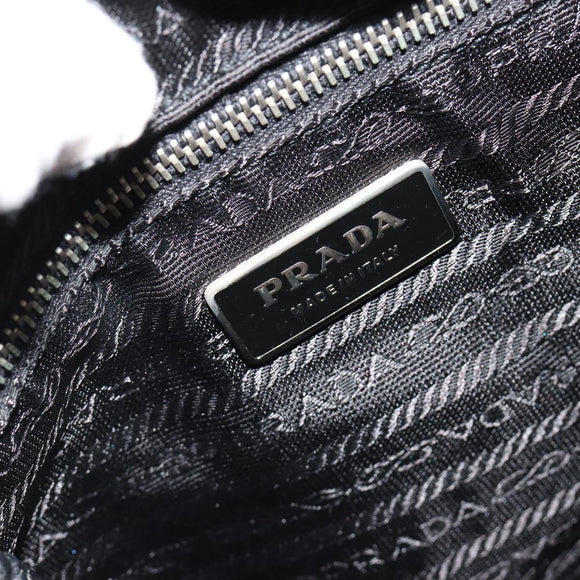 PRADA Shoulder Bag Nylon Leather Black Silver Auth 179529A