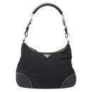 PRADA Shoulder Bag Nylon Leather Black Silver Auth 179529A-13