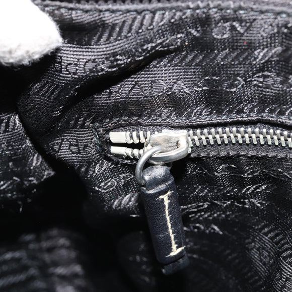 PRADA Shoulder Bag Nylon Leather Black Silver Auth 179529A