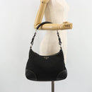 PRADA Shoulder Bag Nylon Leather Black Silver Auth 179529A-25