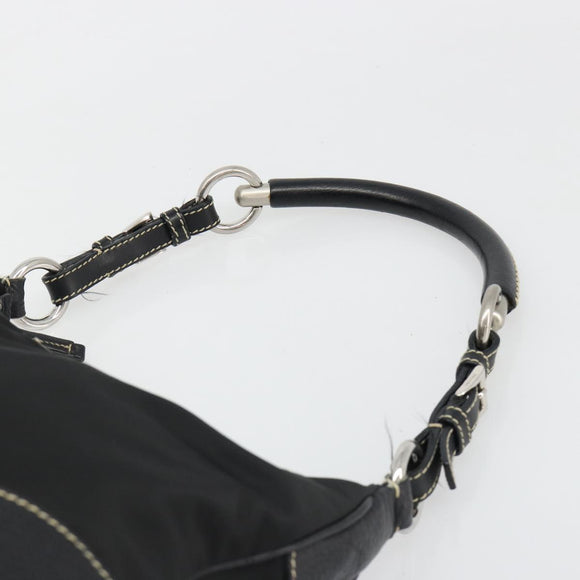 PRADA Shoulder Bag Nylon Leather Black Silver Auth 179529A