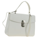 Salvatore Ferragamo Gancini Hand Bag PVC Leather 2way White Silver Auth 179530V-1