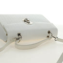 Salvatore Ferragamo Gancini Hand Bag PVC Leather 2way White Silver Auth 179530V-17