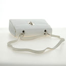 Salvatore Ferragamo Gancini Hand Bag PVC Leather 2way White Silver Auth 179530V-8