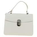 Salvatore Ferragamo Gancini Hand Bag PVC Leather 2way White Silver Auth 179530V-13