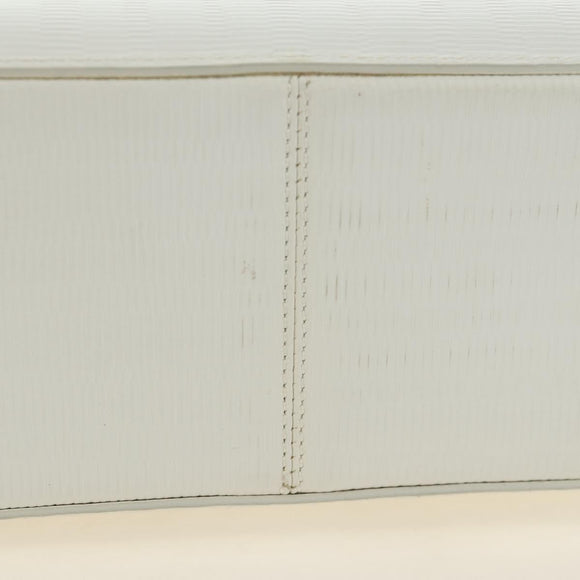 Salvatore Ferragamo Gancini Hand Bag PVC Leather 2way White Silver Auth 179530V