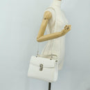 Salvatore Ferragamo Gancini Hand Bag PVC Leather 2way White Silver Auth 179530V-39