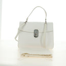 Salvatore Ferragamo Gancini Hand Bag PVC Leather 2way White Silver Auth 179530V-12