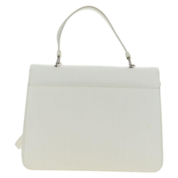 Salvatore Ferragamo Gancini Hand Bag PVC Leather 2way White Silver Auth 179530V