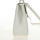 Salvatore Ferragamo Gancini Hand Bag PVC Leather 2way White Silver Auth 179530V-6