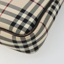 BURBERRY Nova Check Shoulder Bag Canvas Silver Beige Auth 179533-9