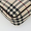 BURBERRY Nova Check Shoulder Bag Canvas Silver Beige Auth 179533-14