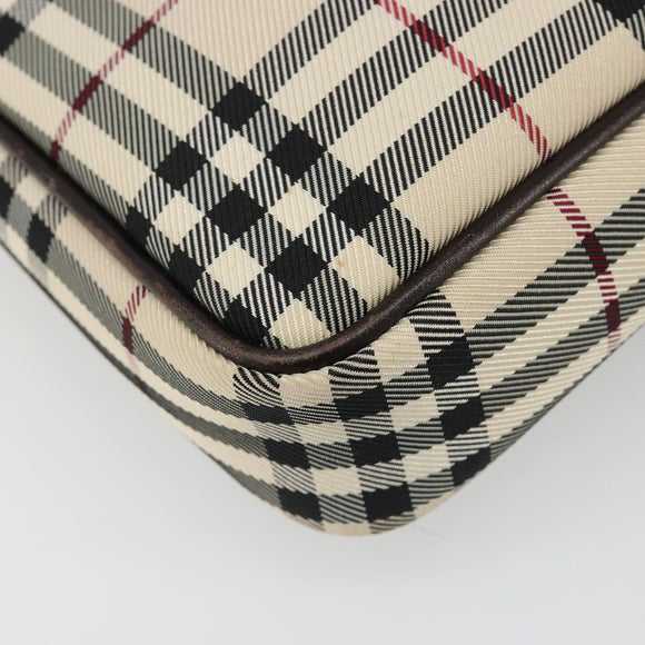BURBERRY Nova Check Shoulder Bag Canvas Silver Beige Auth 179533