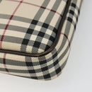 BURBERRY Nova Check Shoulder Bag Canvas Silver Beige Auth 179533-15