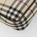 BURBERRY Nova Check Shoulder Bag Canvas Silver Beige Auth 179533-16