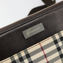 BURBERRY Nova Check Shoulder Bag Canvas Silver Beige Auth 179533-17
