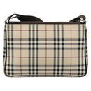 BURBERRY Nova Check Shoulder Bag Canvas Silver Beige Auth 179533-2