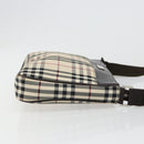 BURBERRY Nova Check Shoulder Bag Canvas Silver Beige Auth 179533-3