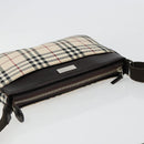 BURBERRY Nova Check Shoulder Bag Canvas Silver Beige Auth 179533-6