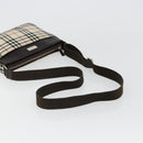BURBERRY Nova Check Shoulder Bag Canvas Silver Beige Auth 179533-7