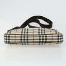 BURBERRY Nova Check Shoulder Bag Canvas Silver Beige Auth 179533-5