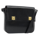 CELINE Shoulder Bag Leather Black Gold Auth 179534A-1