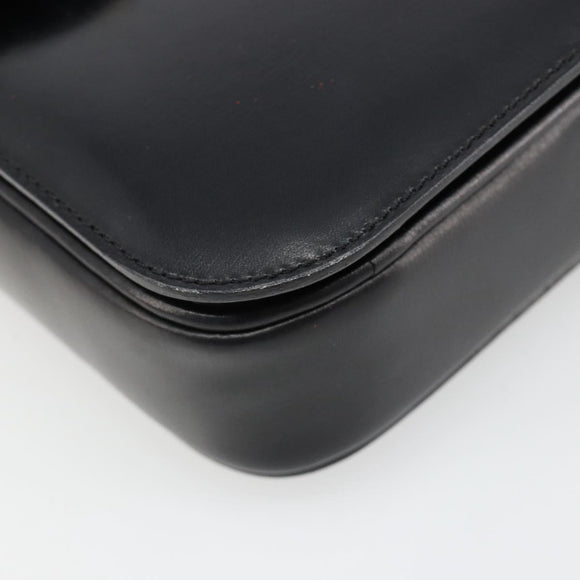 CELINE Shoulder Bag Leather Black Gold Auth 179534A