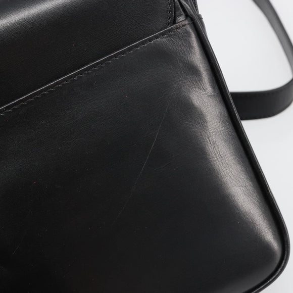 CELINE Shoulder Bag Leather Black Gold Auth 179534A