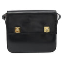 CELINE Shoulder Bag Leather Black Gold Auth 179534A-13