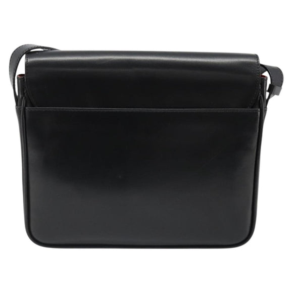 CELINE Shoulder Bag Leather Black Gold Auth 179534A